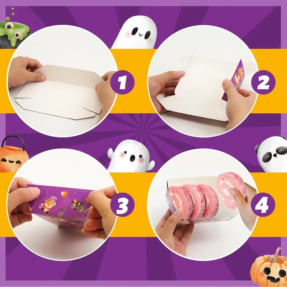 WorldBazaar Halloween Paper Food Trays 60PCS Disposable Party Treat Snack Holder